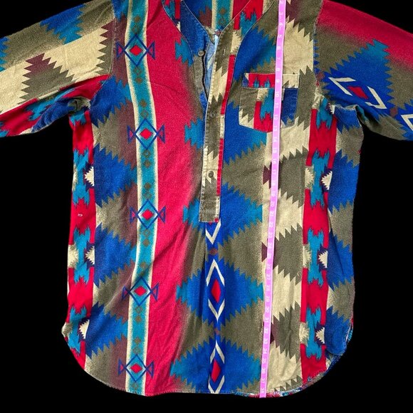 Vintage Woolrich Woolen Mills Aztec Oversized Chamois Popover Tunic Shirt - Picture 2 of 7